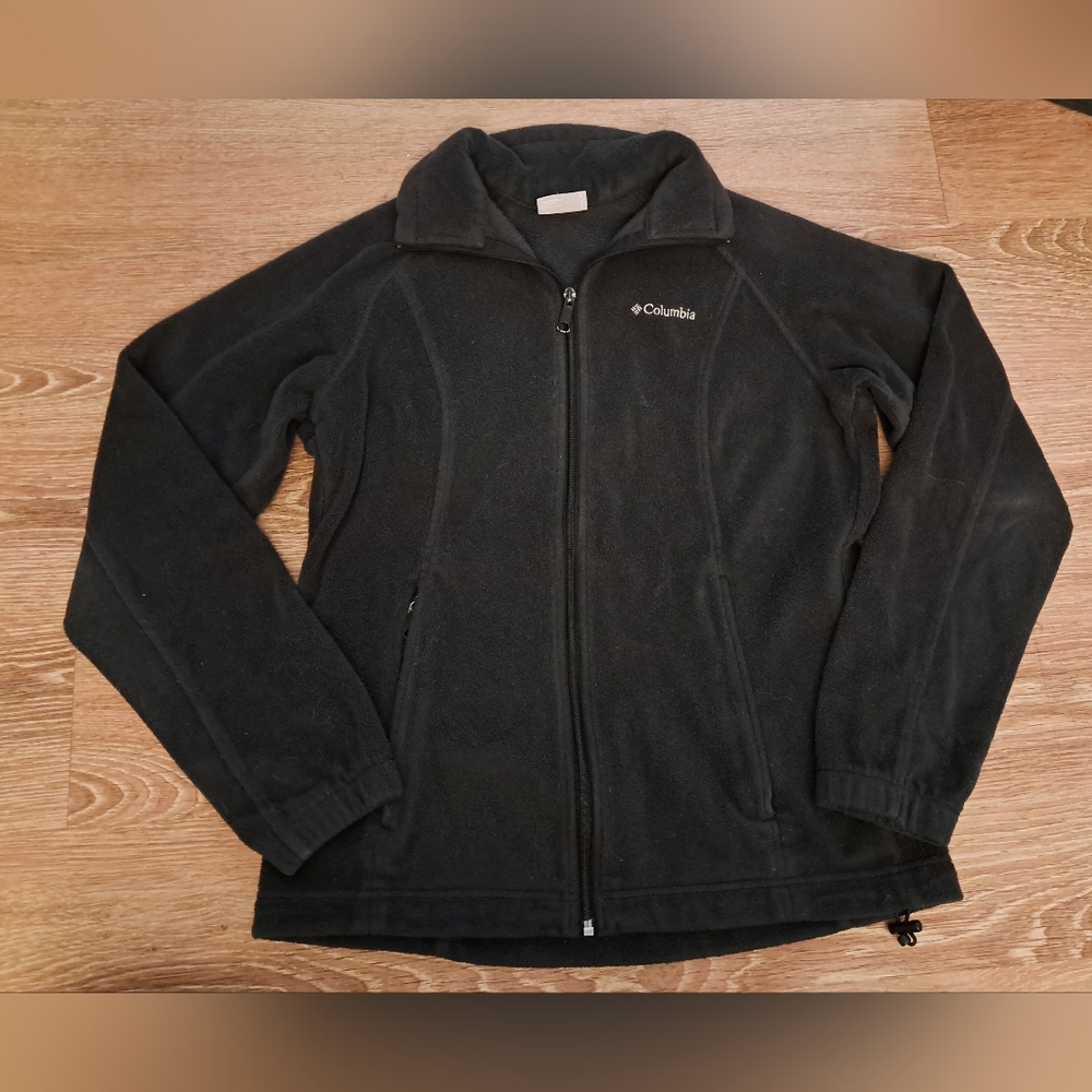 Columbia Womens Black Full-Zip Fleece Jacket With Pockets Small
